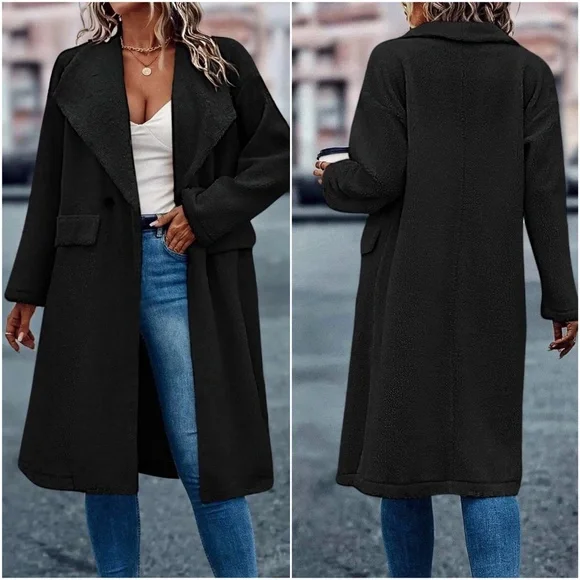 Cozy Wide Collar Teddy Oversized Jacket Coat - Picture 7 of 8